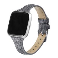 bayite Slim Woven Bands Compatible with Fitbit Versa/Versa 2 Bands, Durable Canvas Fabric Strap with Soft Leather Lining Women (5.5"-7.8"), Charcoal