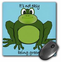 3dRose LLC 8 x 8 x 0.25 Inches Mouse Pad, Cartoon Frog Environmentalist and is not Easy Being Green (mp_40069_1)