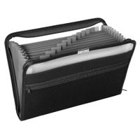 Pendaflex 13-Pocket Fabric/Poly Expanding Zip File, A-Z, Monthly & Blank Adhesive Labels, Letter Size, Black Fabric Cover, Poly Dividers (84087BLK)