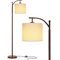 Brightech Montage - Bedroom & Living Room Floor Lamp - Reading Standing Light with Arc Hanging Shade - Indoor, Tall Pole Lamp for Office - Suits Mid Century Modern & Farmhouse - with LED Bulb - Bronze