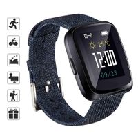 TOMALL Nylon Fabric Bands Compatible for Fitbit Versa/Versa 2/Versa Lite, Breathable Woven Replacement Wristband Bracelet for Women Men (Dark Blue)