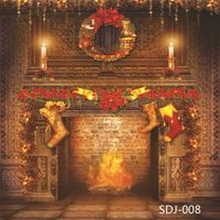 GoodsFederation 10x10ft Christmas Fireplace & Xmas Stocking Pictorial Cloth Vinyl Photography Backdrop Customized Photo Backdrops Background Studio Props SDJ-008