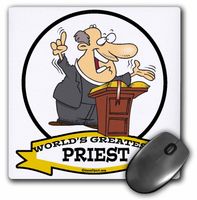 3dRose Funny Worlds Greatest Priest Men Cartoon Mouse Pad, 8" x 8" (mp_103468_1)