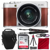 Fujifilm X-A5 Mirrorless Digital Camera (Brown) with 15-45mm Lens Bundled with SLR Case, Memory Card, Mini Tripod, and Other Accessories