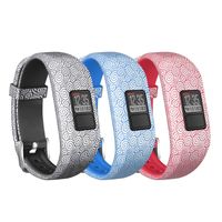 SKYLET Compatible with Garmin Vivofit 3 Vivofit JR JR.2 Bands, Pattern Soft Silicone Replacement Bands Compatible with Garmin vivofit JR JR.2 Bands Buckle Women Men Kids (Black Blue Red, Small)