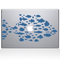 The Decal Guru Swim with The Fishes MacBook Decal Vinyl Sticker - 12" MacBook - Light Blue (0146-MAC-12M-LB)