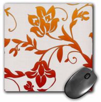 3dRose LLC 8 x 8 x 0.25 Inches Mouse Pad, Orange/Red Floral Pattern (mp_62981_1)