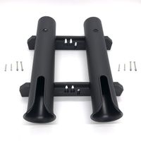 Wall Mounted Fishing Rod Holders Tubes Links Fishing Rod Holder Rack Rests (2-Pole-Black)