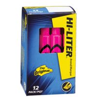 HI-LITER Desk Style, Fluorescent Pink, Box of 12 (24010)