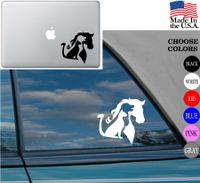 Animal lover Horse Dog Cat Love Pet Vinyl Decal Sticker for Car Window Laptop (2) Cat Dog Horse, White)