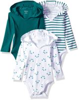 Hanes Ultimate Baby Flexy 3 Pack Hoodie Bodysuits, Greens, 12-18 Months