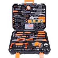 CARTMAN Tool Set 168Pcs Orange, General Household Hand Tool Kit with Plastic Toolbox, Electrician's Tools in Storage Case
