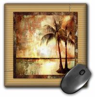 3dRose LLC 8 x 8 x 0.25 Inches Mouse Pad, Tropical Sunset in Grunge (mp_36532_1)