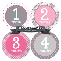Months in Motion Baby Monthly Stickers - Baby Milestone Stickers - Newborn Girl Stickers - Month Stickers for Baby Girl - Baby Girl Stickers - Newborn Monthly Milestone Stickers (Set of 12 Stickers)