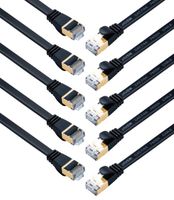 JAVEX CAT7 RJ45 [1FT, 10-Pack] [Shielded, 10GB] Snagless Network Ethernet Flat Cable, Black