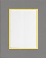 Pack of 5 11x14 Ocean Grey and Yellow Double Picture Mats Cut for 8x10 Pictures