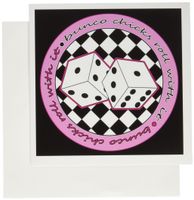 3dRose Bunco Chicks Roll With It Pink and Black - Greeting Cards, 6 x 6 inches, set of 6 (gc_28494_1)