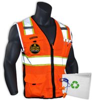 KwikSafety (Charlotte, NC) BIG KAHUNA (Large Orange) | 11 Pockets Class 2 ANSI High Visibility Reflective Safety Vest Heavy Duty Mesh with Zipper and HiVis for OSHA Construction Work HiViz Men