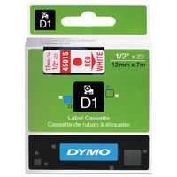 DYMO 45015 D1 Polyester Removable Label Tape, 1/2-Inch x 23 ft, Red on White