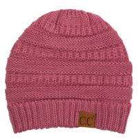C.C Trendy Warm Chunky Soft Stretch Cable Knit Beanie Skully, Dark Rose