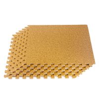 Forest Floor Thick Printed Foam Tiles, Premium Wood Grain Interlocking Foam Floor Mats, Anti-Fatigue Flooring, 3/8" Thick, 16 Square Feet (4 Tiles), Light Cork