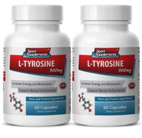 Brain Memory Booster - L-TYROSINE 500MG - Vitamin B6 - Pure and Potent - tyrosine Supplements Under 20-2 Bottles (120 Capsules)