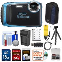 Fujifilm FinePix XP130 Shock & Waterproof Wi-Fi Digital Camera (Sky Blue) with 64GB Card + Battery +Charger + Cases + Tripod + Float Strap + Kit