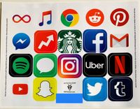 App Life, app stickers sheet with bold colorful iconic laptop stickers, for all your gear