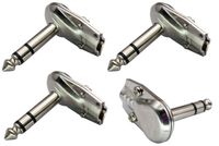 AAOTOKK Right Angle 6.35MM Adapter Golden Plated 90 Degree 3 Pole 6.35mm 1/4 Inch Stereo TRS Male Flat Pancake Style Plugs Connectors for Speaker,Patch Cable,Guitar(4 Pack/3 Pole)