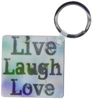 3dRose Stained Glass Live, Laugh, Love- Inspirational Words- Motivational - Key Chains, 2.25 x 4.5 inches, set of 2 (kc_37953_1)
