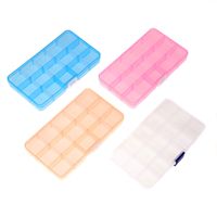 Snowkingdom Plastic Grid Box Storage Organizer Case for Display Collection with Adjustable Dividers - 4 PCS x 15 Grid - Free Letter Stickers