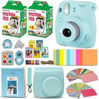 Fujifilm Instax Mini 9 Instant Camera ICE Blue + Fuji INSTAX Film (40 Sheets) + Accessories Kit Bundle + Custom Case with Strap + Assorted Frames + Photo Album + 60 Colorful Sticker Frames + More (Renewed)