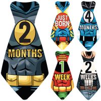 Original Stick'Nsnap (TM) 17 Baby Monthly Necktie Onesie Stickers -"Happy Heroes" (TM) Milestones for 12 Months +5 Bonus Milestones - Great Baby Shower Gift