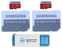 Samsung Evo Plus 256GB MicroSD Memory Card (2 Pack) Works with GoPro Hero 8 Black (Hero8), Max 360 Camera UHS-I, U1, Class 10, SDXC (MB-MC256G) with (1) Everything But Stromboli (TM) 3.0 Card Reader
