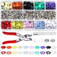 K Kwokker 804Pcs Grommets Snap Fasteners Kit 9.5mm 10 Colors Leather Rivets Buttons Metal Press Studs Environmentally Metal Prong Ring Button for Leather, Coat, Down Jacket, Jeans Clothing