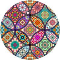 BOSOBO Mouse Pad, Round Mandala Mouse Mat, Cute Mouse Pad with Design, Non-Slip Rubber Base Mousepad with Stitched Edge, Waterproof Office Mouse Pad, Small Size 7.9 x 7.9 x 0.1 Inch, Mandala Colour