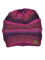 C.C Trendy Warm Chunky Soft Stretch Cable Knit Beanie Skully, Burgundy Tribal Blend