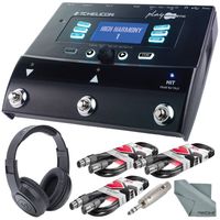 TC-Helicon Play Acoustic Vocal and Acoustic Guitar Effect Processor Pedal Bundle along w/Stereo Headphones + Xpix Cables + Fibertique Cloth