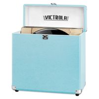 Victrola Vintage Vinyl Record Storage Carrying Case for 30+ Records, Turquoise