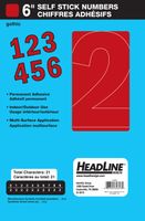 Headline Sign 32623 Stick-On Vinyl Numbers, Red, 6-Inch