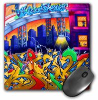 3dRose LLC 8 x 8 x 0.25 Inches Graffiti City Art Buildings Graffiti Writing Mouse Pad (mp_128902_1)