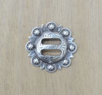 Antique Silver Round Berry Edge Slotted Concho 1 1/2"