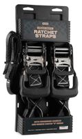 AUGO Heavy Duty Ratchet Straps & Soft Loops - Pack of 2 Extra Strong 1.5" by 10' Ratchet Straps w/S-Hook Safety Latches & 2 Soft Loop Tie Downs - 4400Lb Break Strength for Motorcycles, ATVs, Etc.