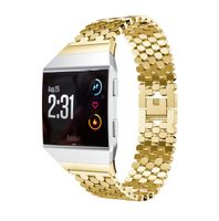 MoreToys Stainless Steel Sports Replacement Accessories Watch Bands Wristband Strap for Fitbit Ionic Smartwatch (Gold)