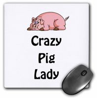 3dRose LLC 8 x 8 x 0.25 Inches Mouse Pad, Crazy Pig Lady Pigs Swine (mp_123051_1)
