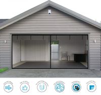 Garage Door Screen - 2 Car 16x7Ft Magnetic Closure Heavy Duty Weighted Bottom Screen Self Sealing Fiberglass Mesh Retractable Net - Easy Assembly & Pass-Through(Black)