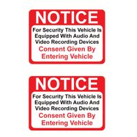 (2 Pack Magnet) Notice Vehicle is Equipped with Audio and Video Recording Devices Consent by Entering 2½ X 3½" Magnet Decal - Indoor & Outdoor Use - UV Protected & Waterproof