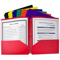 C-Line Two-Pocket Heavyweight Poly Portfolio with 3-Hole Punch, Assorted Colors, Box of 36 (33930-36)