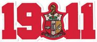 Kappa Alpha Psi Shield 1911 Twill Iron-On Patch [White/Red - 11.25" x 4"]