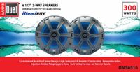 Dual DMS6516 6 1/2" 2-way Marine Speakers with Blue Light LED Illumination (Pair)